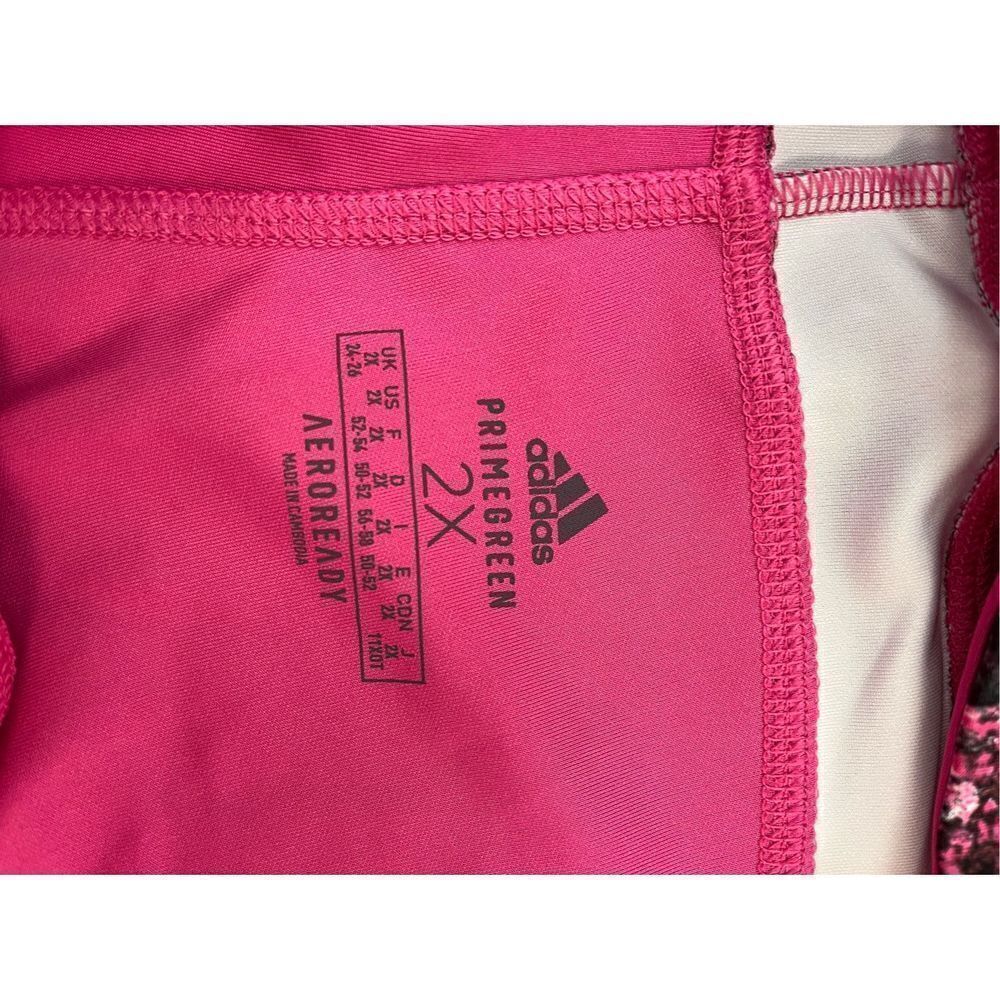 Adidas X Zoe Saldana Pink & Black Print 7/8 High Rise Primegreen Leggings sz 2X - Picture 7 of 7
